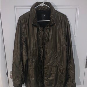 A/X Armani Exchange Green Performance Jacket with Stand-Up Collar